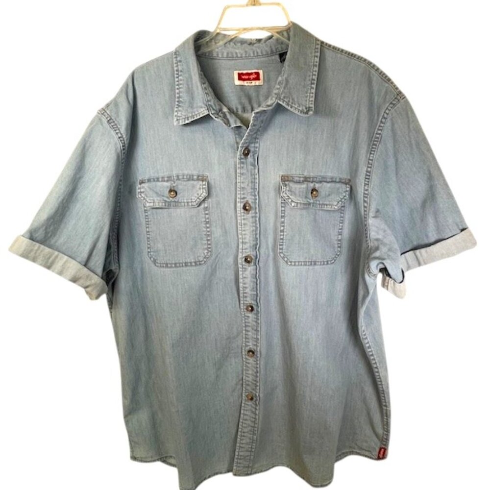 Wrangler Short Sleeve Button Front Denim Shirt- Size XL